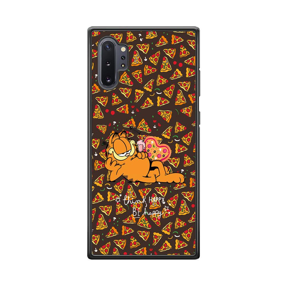 Garfield Think Happy Everytime Samsung Galaxy Note 10 Plus Case-Rubber Black (2D Case)-Oxvistore