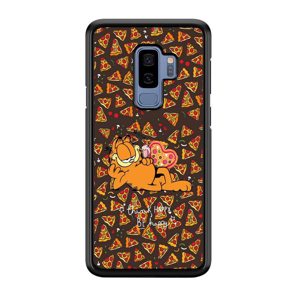 Garfield Think Happy Everytime Samsung Galaxy S9 Plus Case-Rubber Black (2D Case)-Oxvistore