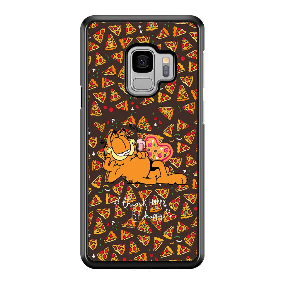 Garfield Think Happy Everytime Samsung Galaxy S9 Case-Rubber Black (2D Case)-Oxvistore