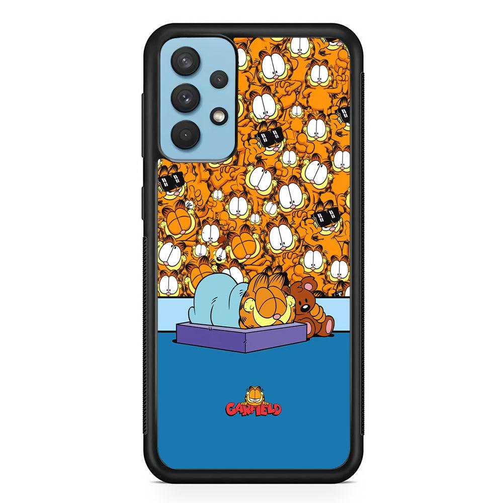 Garfield Warm on Sweet Dreams Samsung Galaxy A32 Case-Rubber Black (2D Case)-Oxvistore