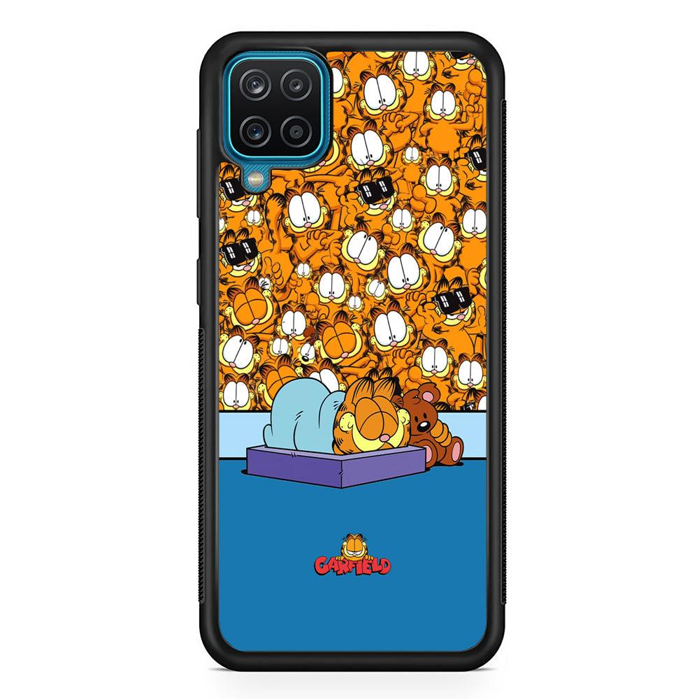 Garfield Warm on Sweet Dreams Samsung Galaxy A12 Case-Rubber Black (2D Case)-Oxvistore
