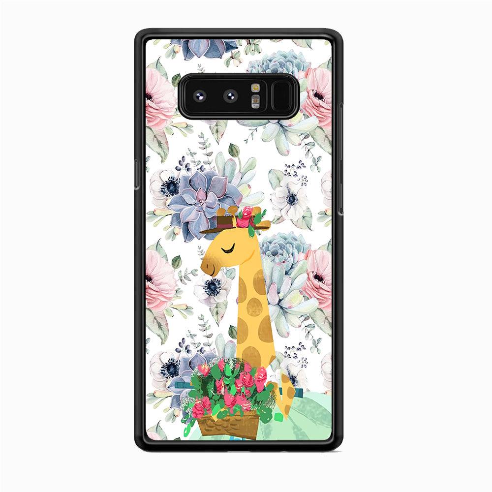 Giraffe Flower Bucket Samsung Galaxy Note 8 Case-Rubber Black (2D Case)-Oxvistore