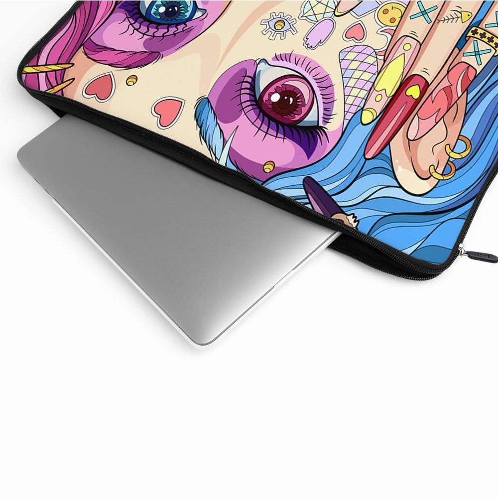 Girl Beautiful Face Pop Art Laptop Sleeve Protective Cover-Oxvistore