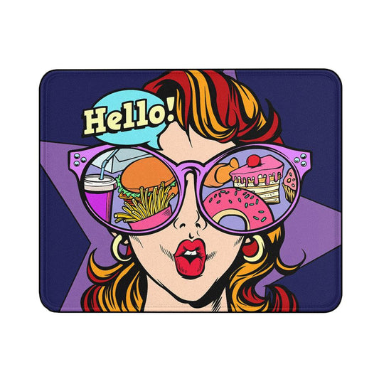 Girl Glasses Fast Food Mouse Pads | Custom Mouse Pad with Non-Slip Rubber Base