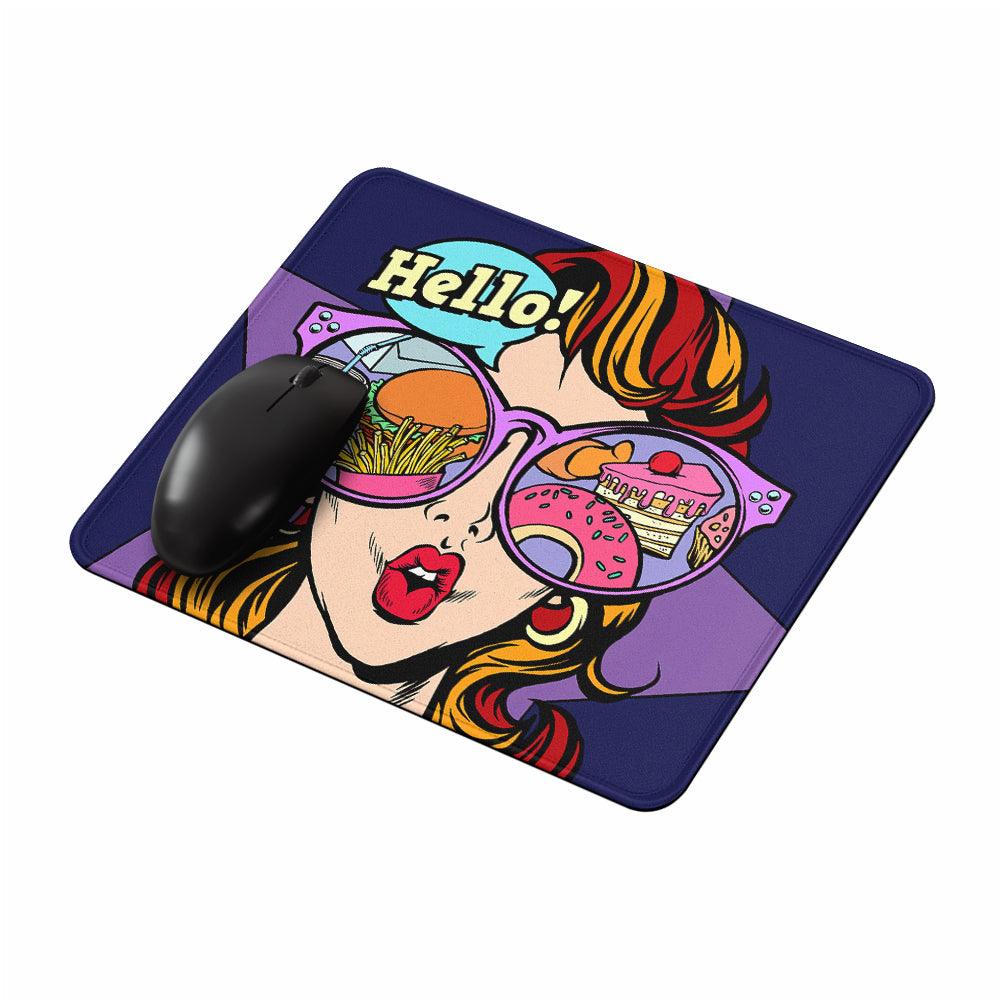 Girl Glasses Fast Food Mouse Pads-Oxvistore