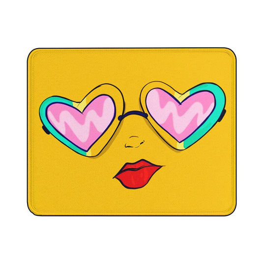 Girl Glasses Pop Art Mouse Pads | Custom Mouse Pad with Non-Slip Rubber Base