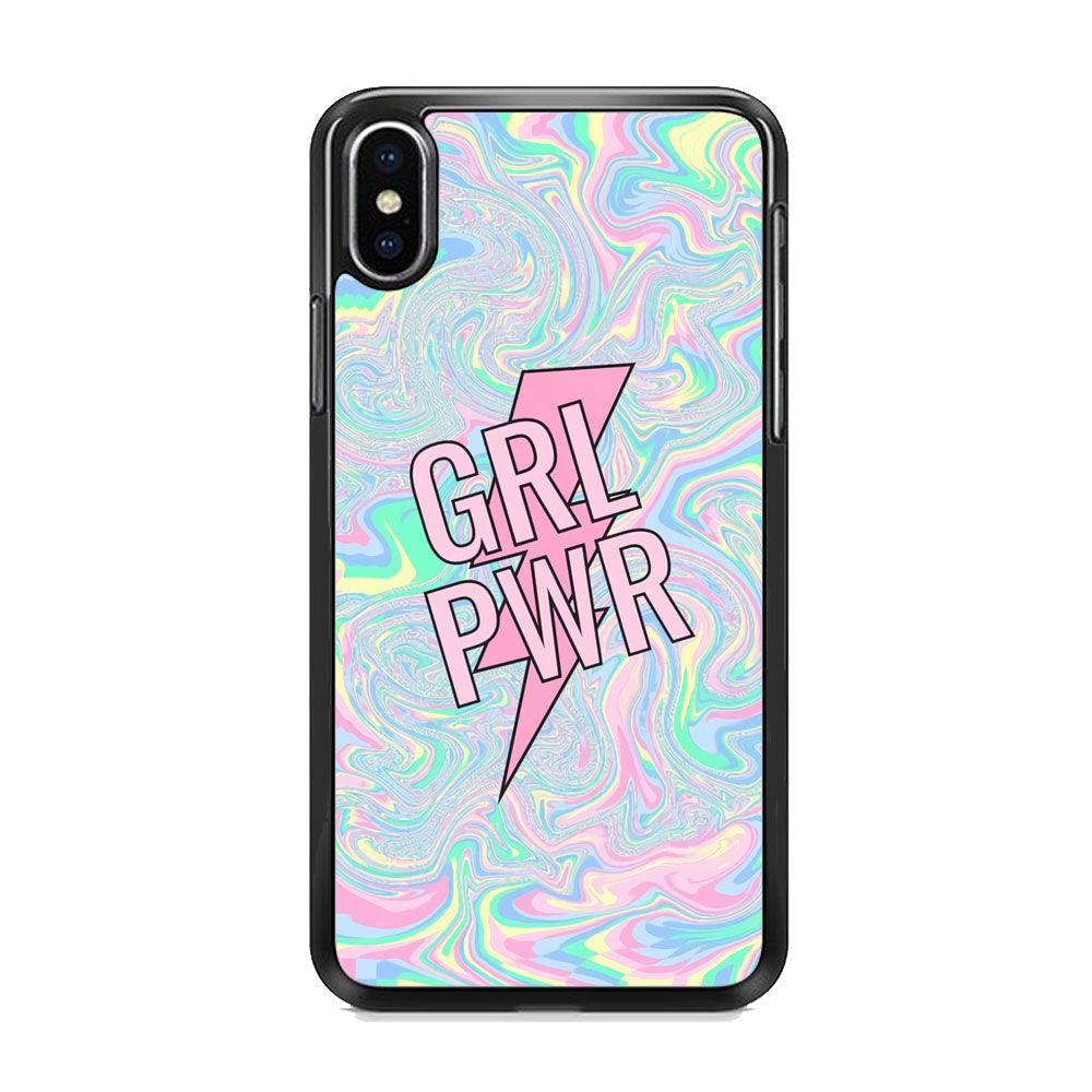 Girl Pink Flash Power iPhone X Case-Rubber White (2D Case)-Oxvistore