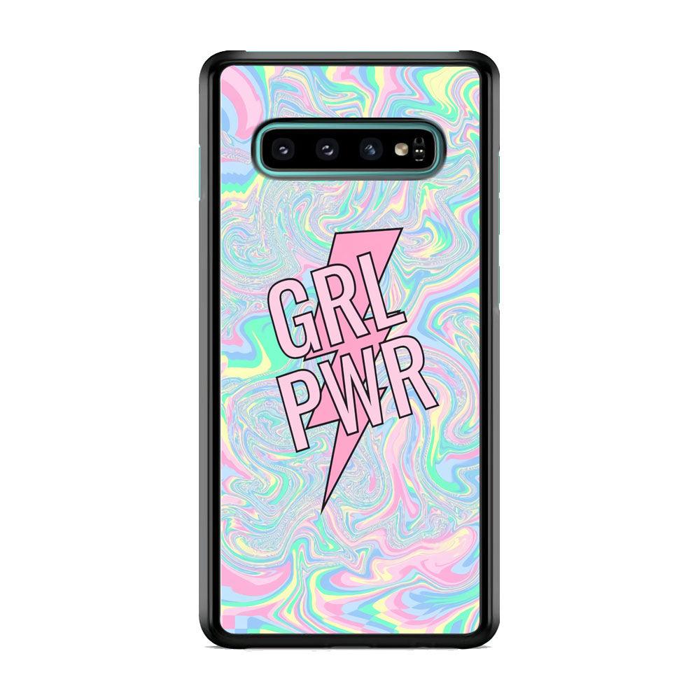 Girl Pink Flash Power Samsung Galaxy S10 Case-Rubber White (2D Case)-Oxvistore