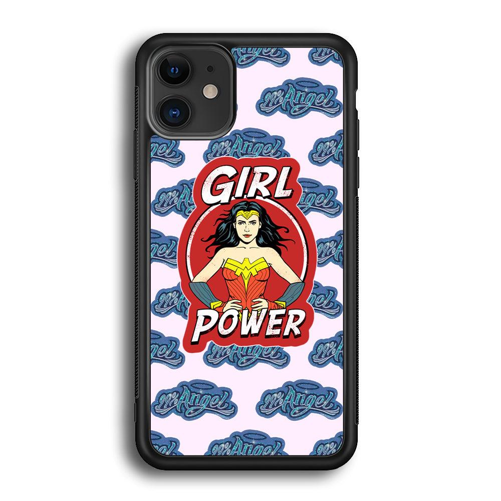 Girl Power is 99% Angel iPhone 11 Case-Rubber White (2D Case)-Oxvistore