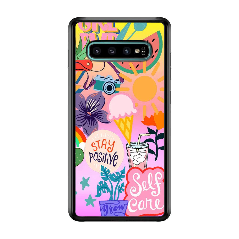 Girly Aesthetic World Samsung Galaxy S10 Case-Rubber Black (2D Case)-Oxvistore