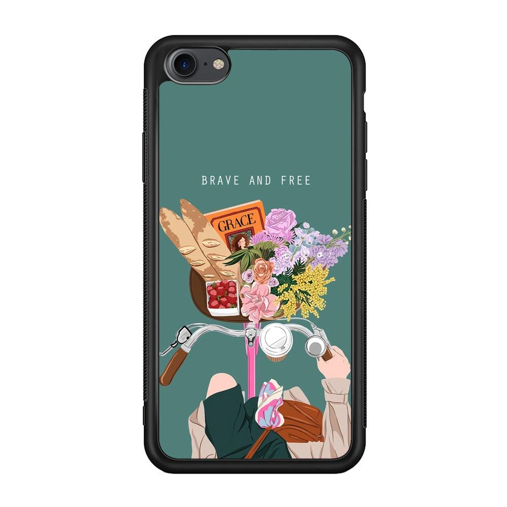 Girly Be Brave and Free iPhone 7 Case-Rubber Black (2D Case)-Oxvistore