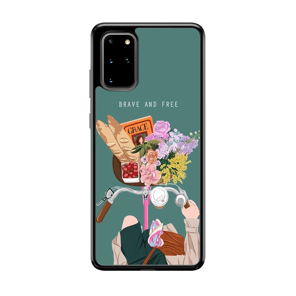 Girly Be Brave and Free Samsung Galaxy S20 Plus Case-Rubber Black (2D Case)-Oxvistore