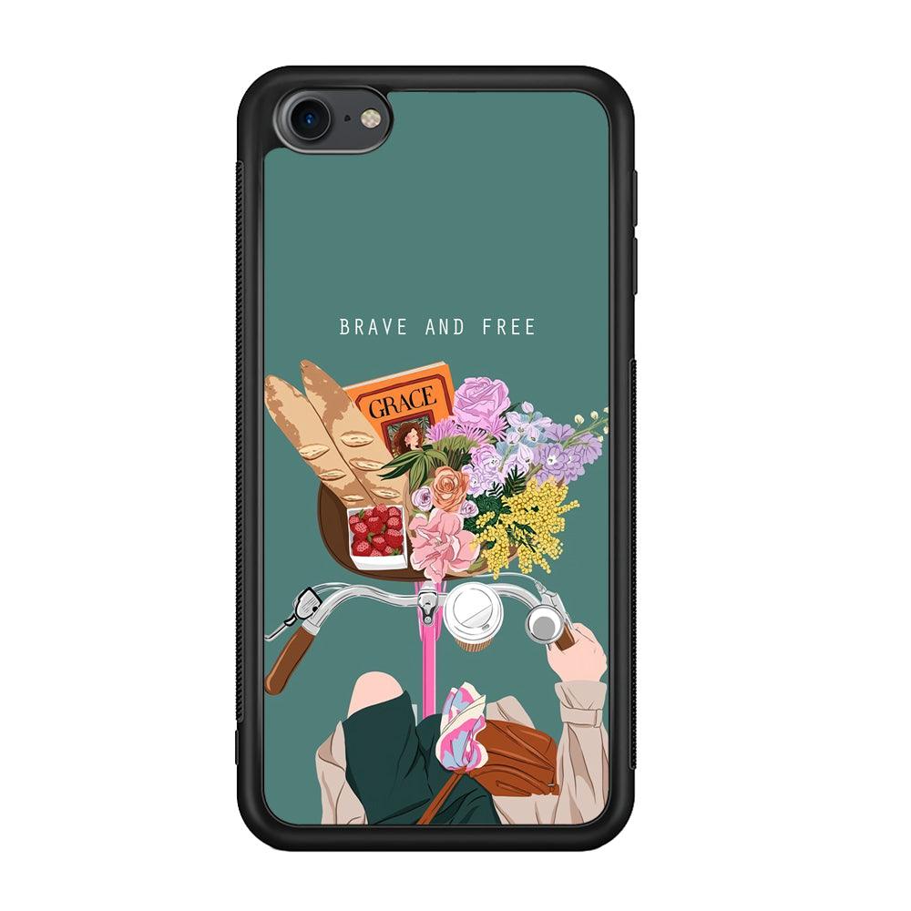 Girly Be Brave and Free iPod Touch 6 Case-Rubber Black (2D Case)-Oxvistore