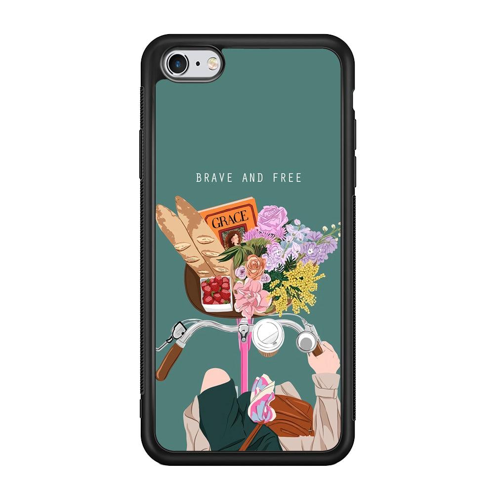 Girly Be Brave and Free iPhone 6 Plus | 6s Plus Case-Rubber Black (2D Case)-Oxvistore