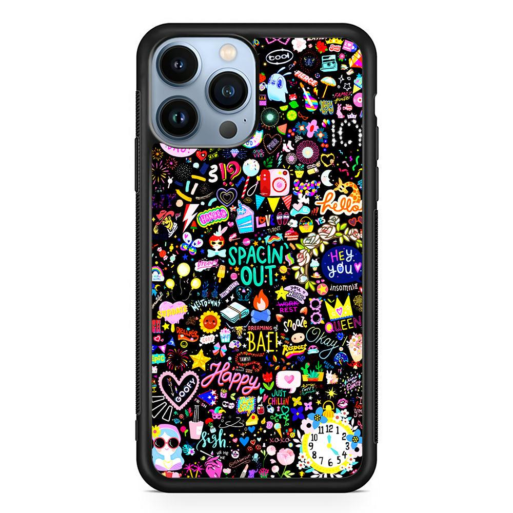 Girly Mixed Doodle 2D Rubber Phone Case-Black-Oxvistore