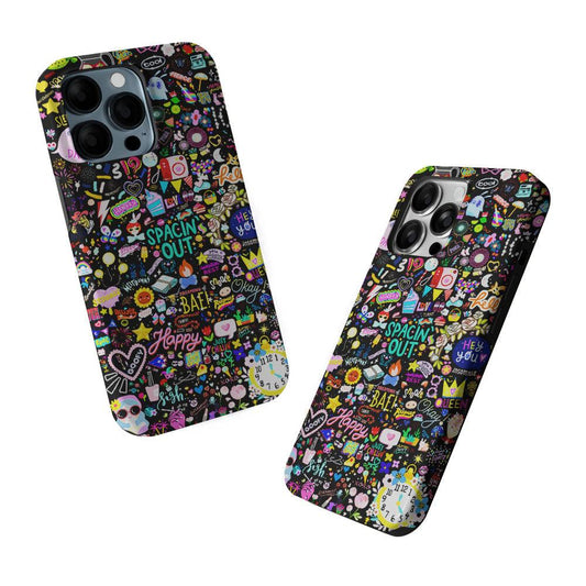 Girly Mixed Doodle 2 in 1 Tough Phone Case-Oxvistore