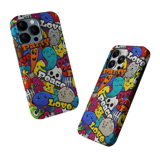 Graffiti Cartoon Abstract Doodle 2 in 1 Tough Phone Case-Oxvistore