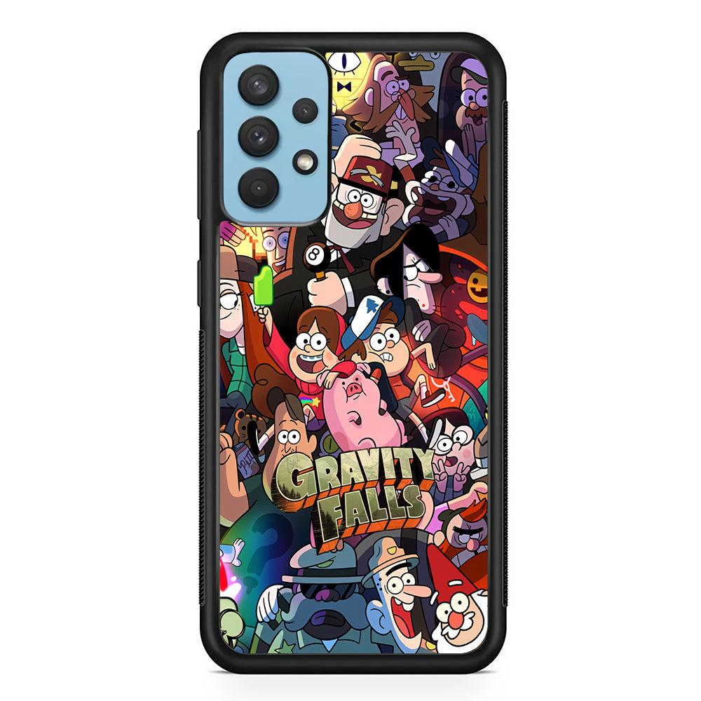 Gravity Falls Team Around The World Samsung Galaxy A32 Case-Rubber Black (2D Case)-Oxvistore