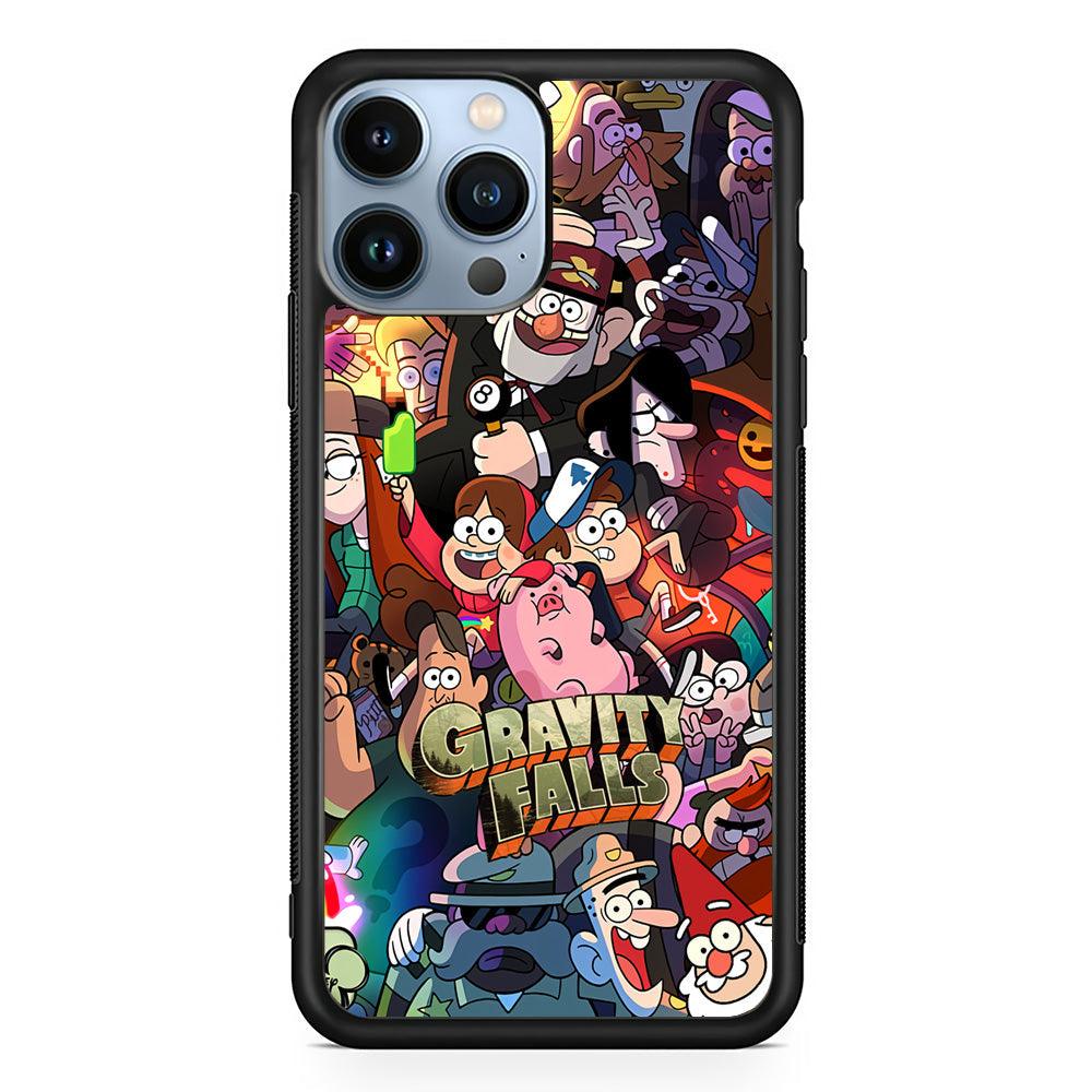 Gravity Falls Team Around The World iPhone 14 Pro Max Case-Rubber Black (2D Case)-Oxvistore