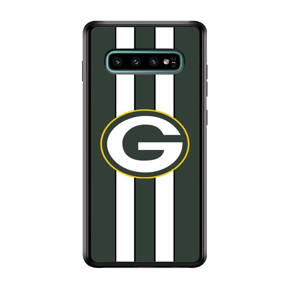 Green Bay Packers Circle on Center Samsung Galaxy S10 Case-Rubber Black (2D Case)-Oxvistore