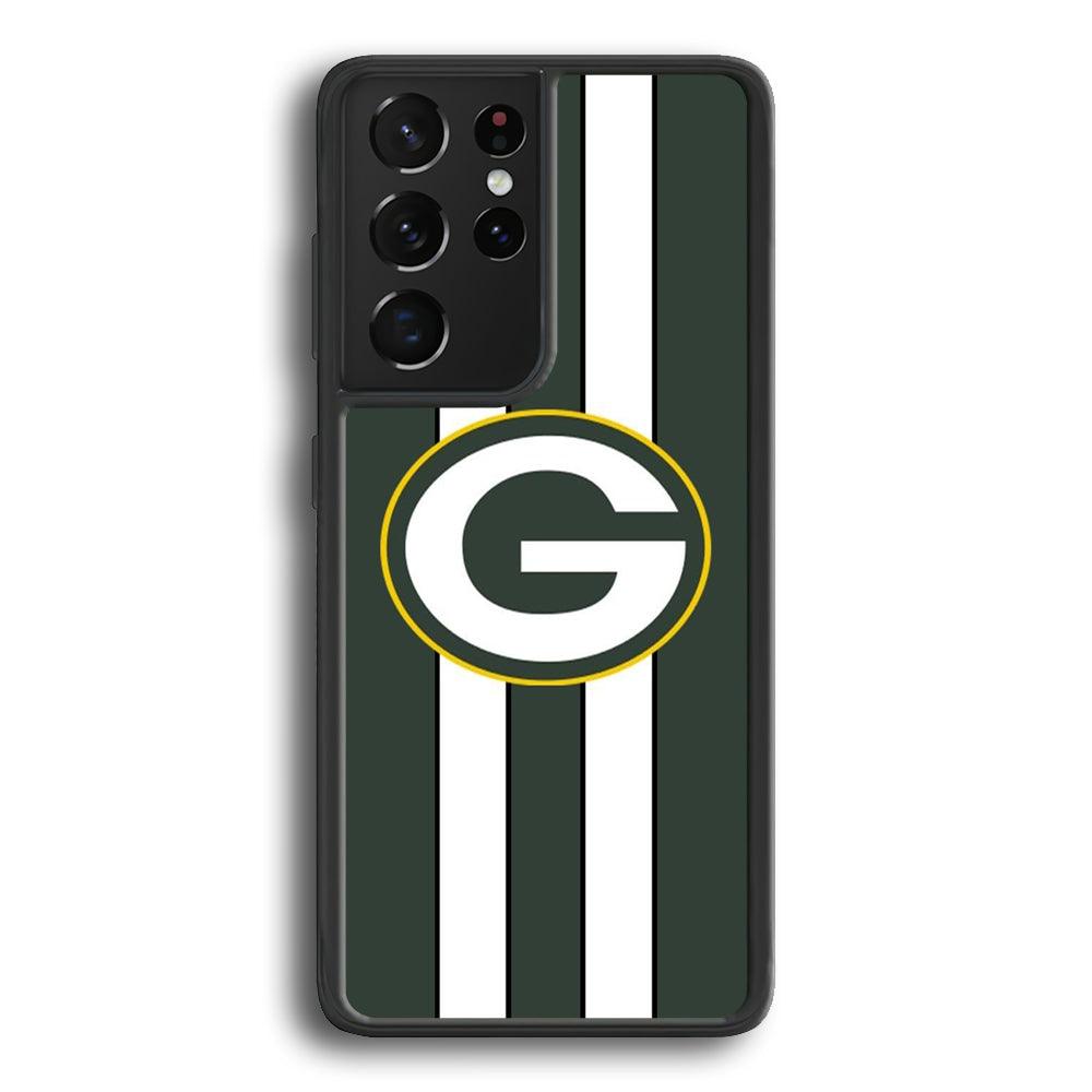 Green Bay Packers Circle on Center Samsung Galaxy S23 Ultra Case-Rubber Black (2D Case)-Oxvistore