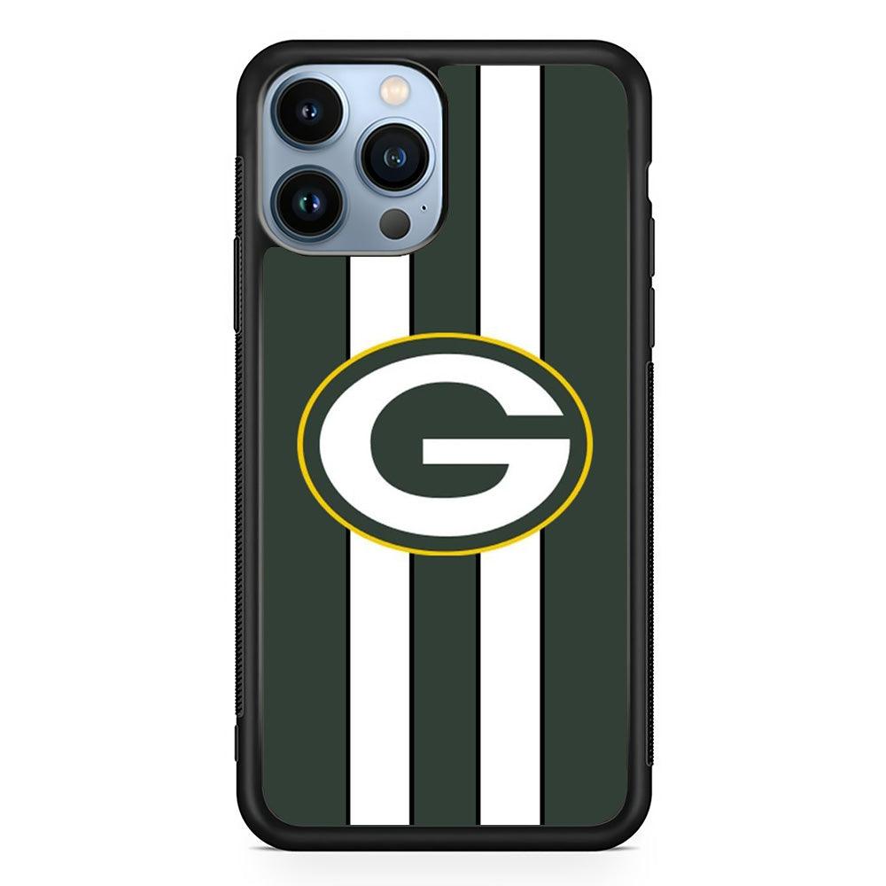 Green Bay Packers Circle on Center iPhone 15 Pro Case-Rubber Black (2D Case)-Oxvistore