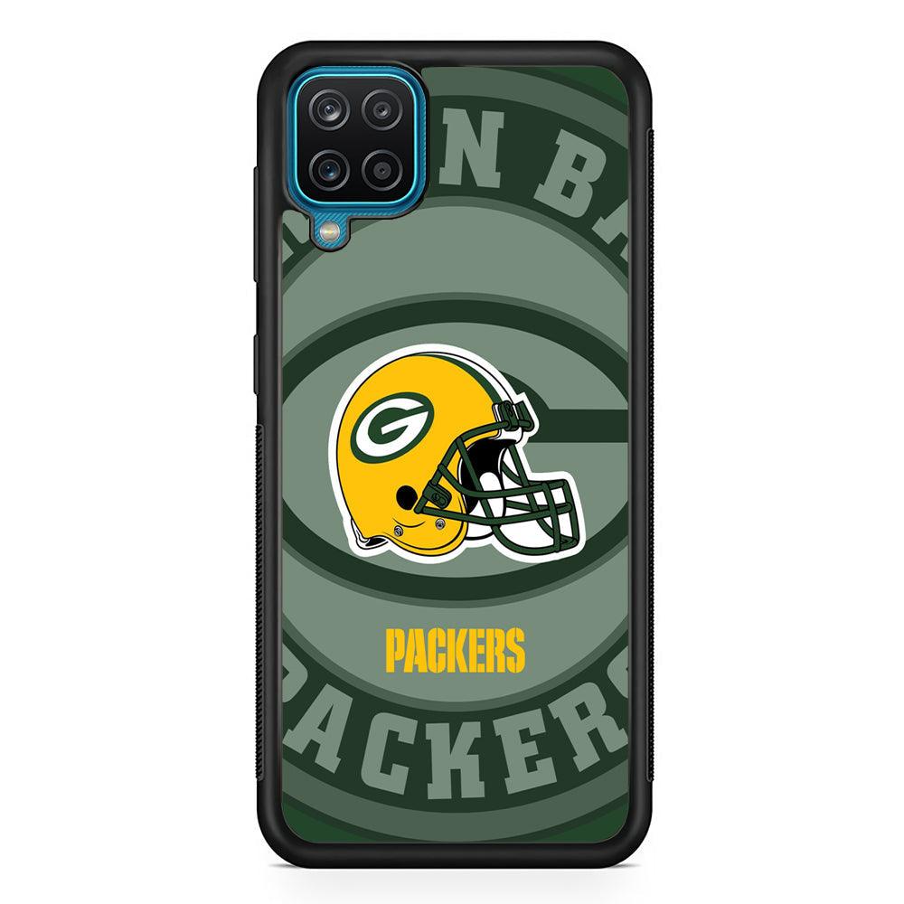 Green Bay Packers Yellow Helmet Samsung Galaxy A12 Case-Rubber Black (2D Case)-Oxvistore