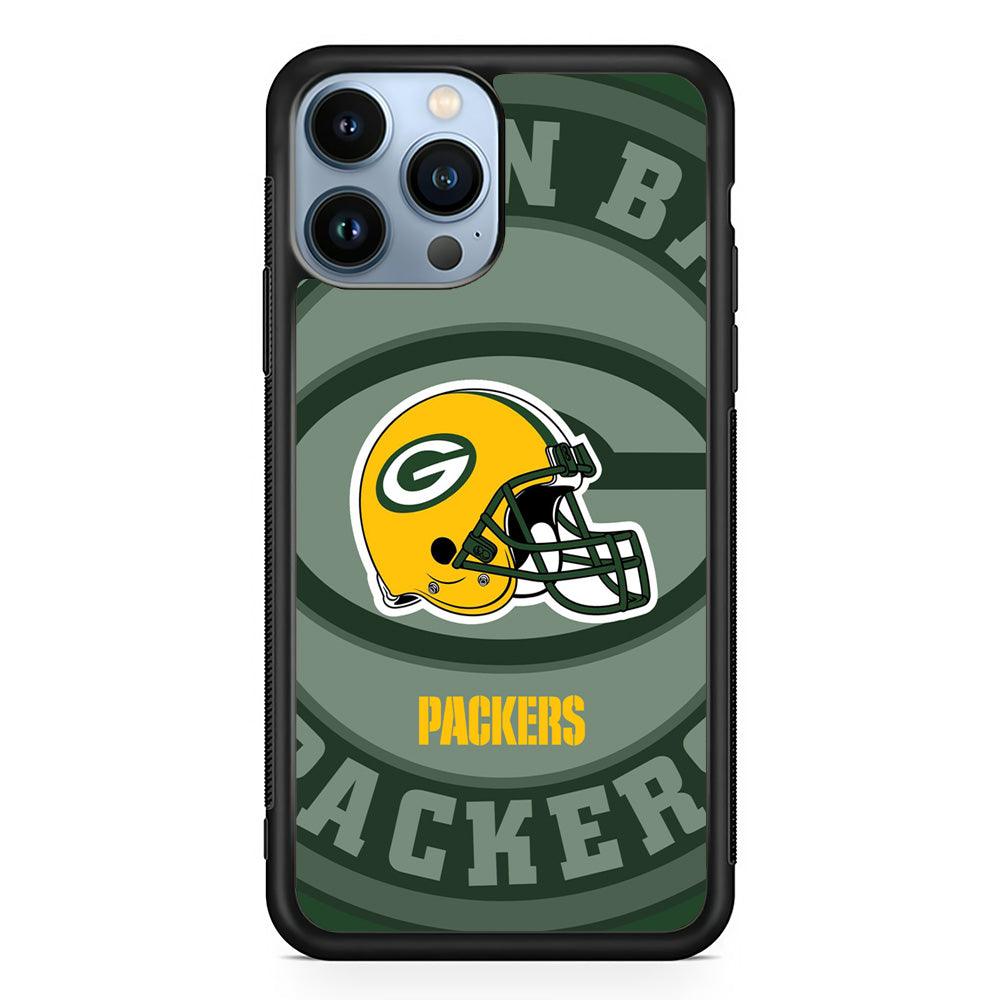 Green Bay Packers Yellow Helmet iPhone 14 Pro Max Case-Rubber Black (2D Case)-Oxvistore