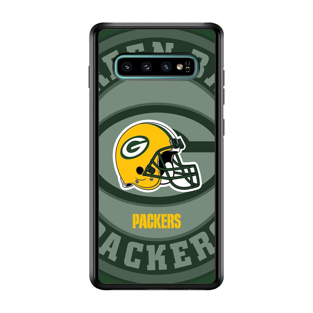 Green Bay Packers Yellow Helmet Samsung Galaxy S10 Case-Rubber Black (2D Case)-Oxvistore