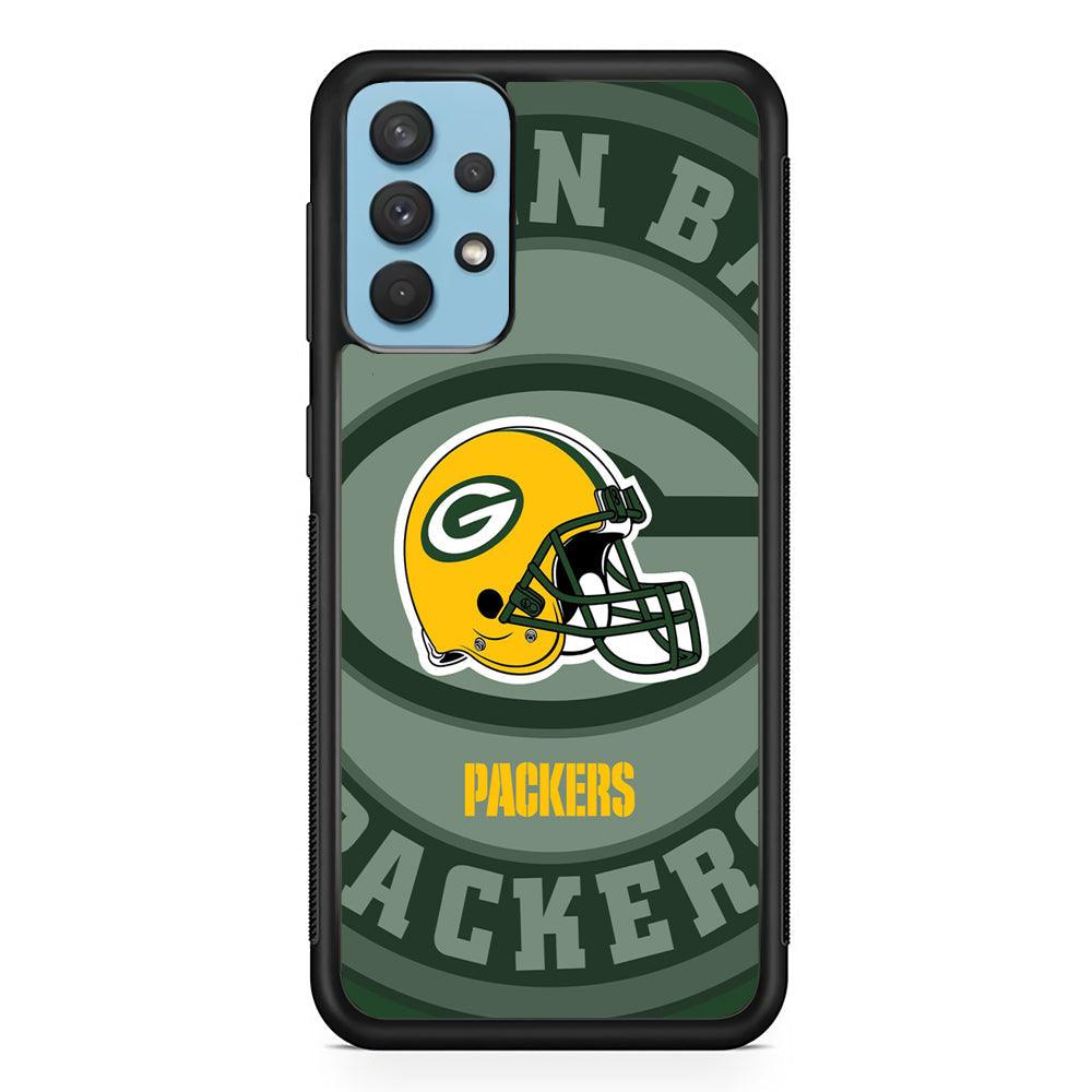 Green Bay Packers Yellow Helmet Samsung Galaxy A32 Case-Rubber Black (2D Case)-Oxvistore