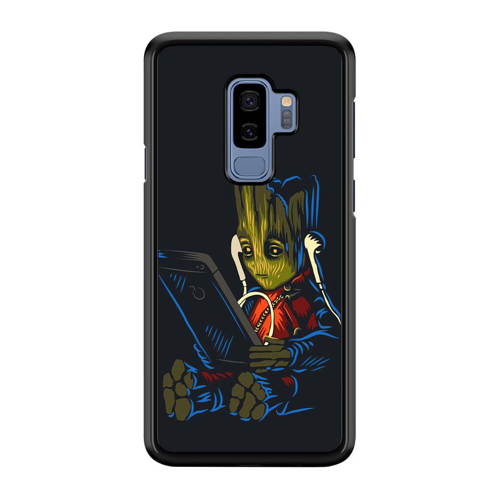 Groot Feel The Good Time Samsung Galaxy S9 Plus Case-Rubber Black (2D Case)-Oxvistore