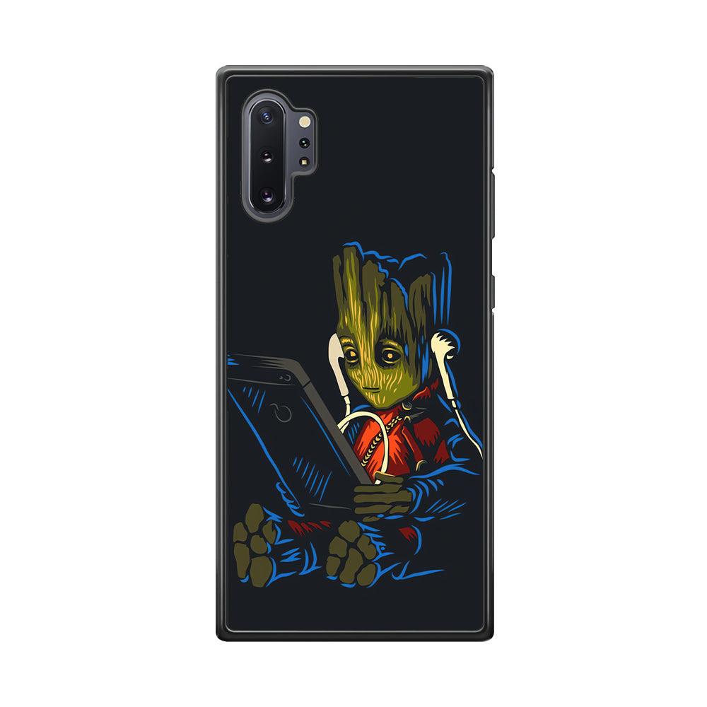 Groot Feel The Good Time Samsung Galaxy Note 10 Plus Case-Rubber Black (2D Case)-Oxvistore