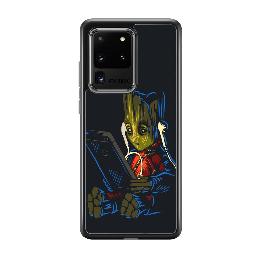 Groot Feel The Good Time Samsung Galaxy S20 Ultra Case-Rubber Black (2D Case)-Oxvistore