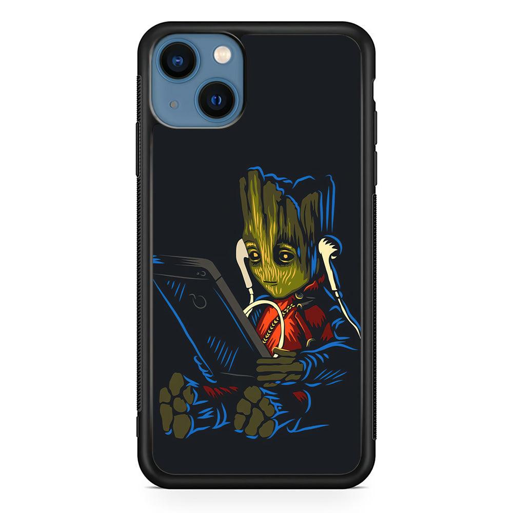 Groot Feel The Good Time iPhone 14 Case-Rubber Black (2D Case)-Oxvistore