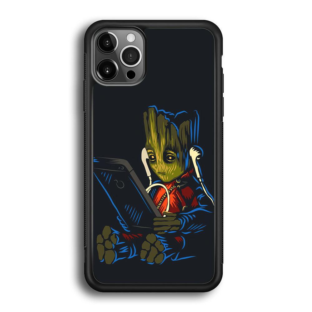 Groot Feel The Good Time iPhone 12 Pro Case-Rubber Black (2D Case)-Oxvistore