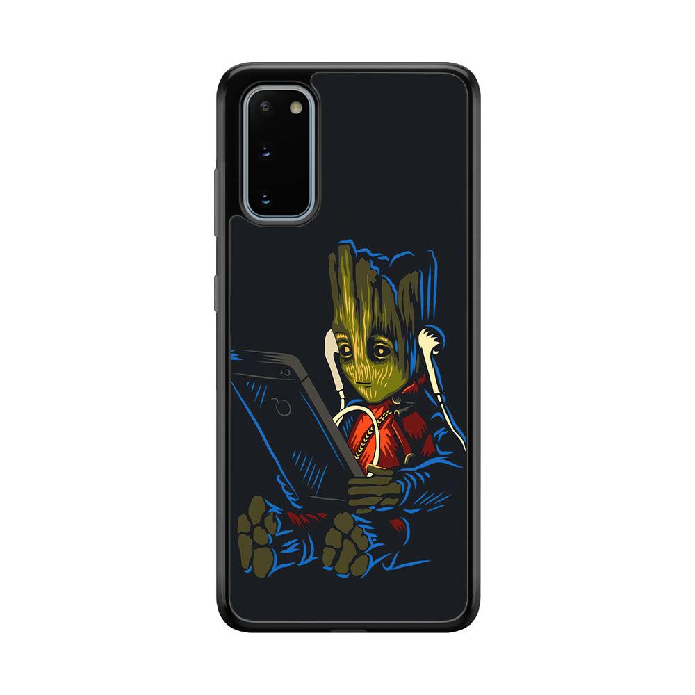 Groot Feel The Good Time Samsung Galaxy S20 Case-Rubber Black (2D Case)-Oxvistore
