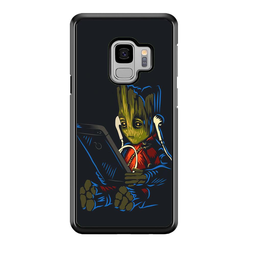 Groot Feel The Good Time Samsung Galaxy S9 Case-Rubber Black (2D Case)-Oxvistore