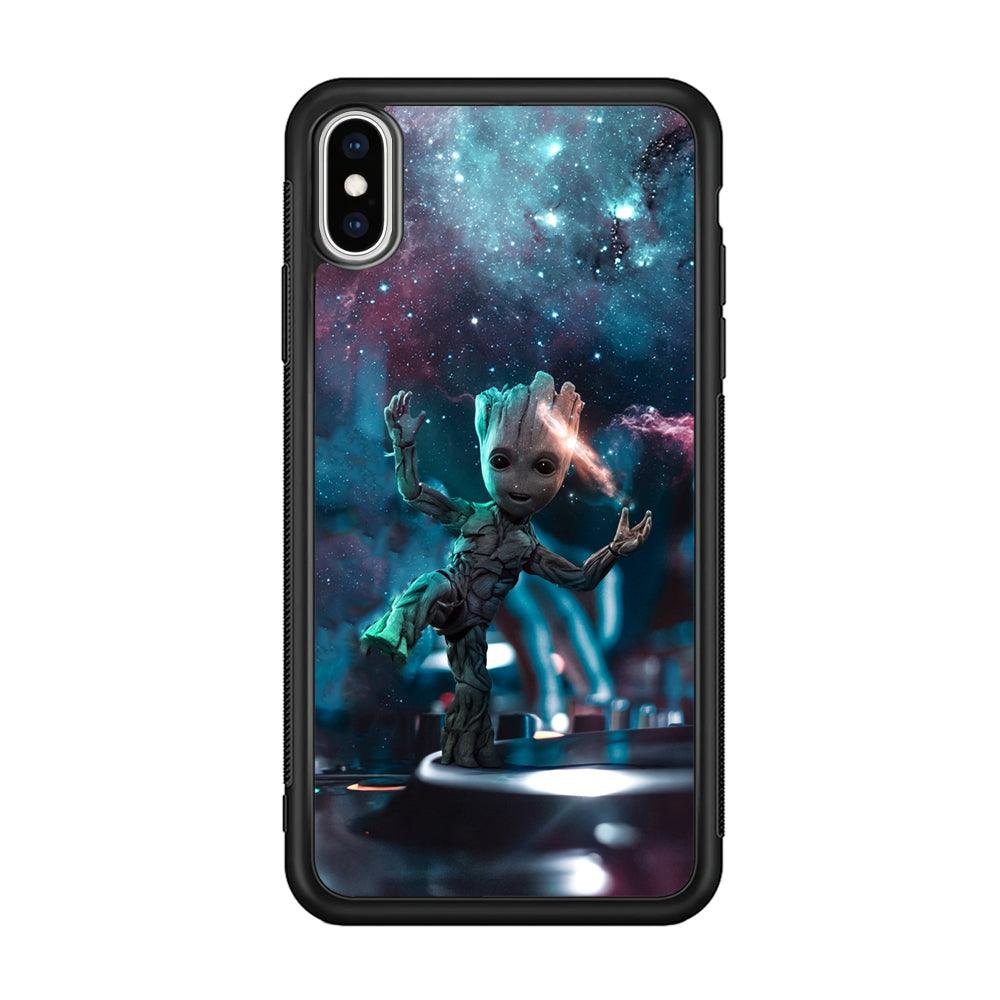 Groot Night Dancing iPhone X Case-Rubber Black (2D Case)-Oxvistore
