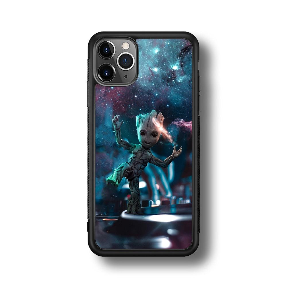 Groot Night Dancing iPhone 11 Pro Case-Rubber Black (2D Case)-Oxvistore