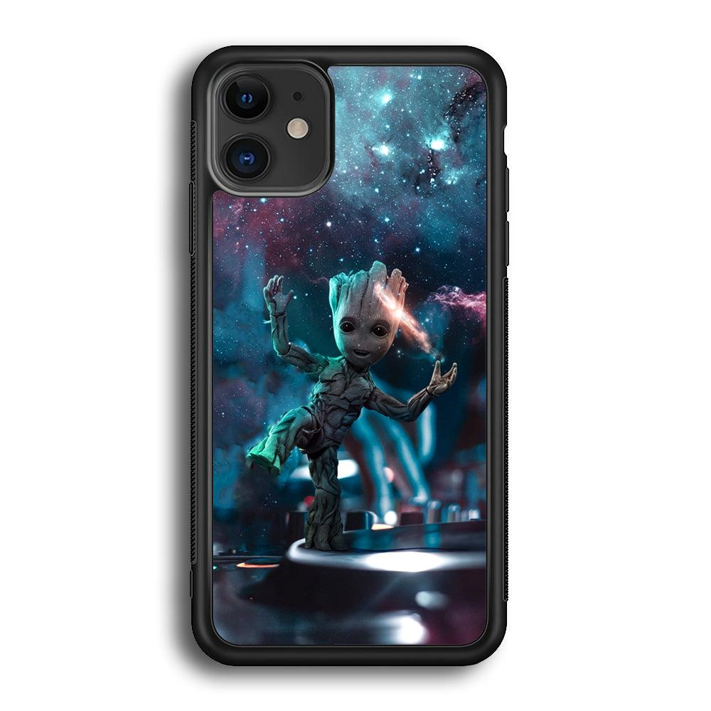 Groot Night Dancing iPhone 12 Case-Rubber Black (2D Case)-Oxvistore