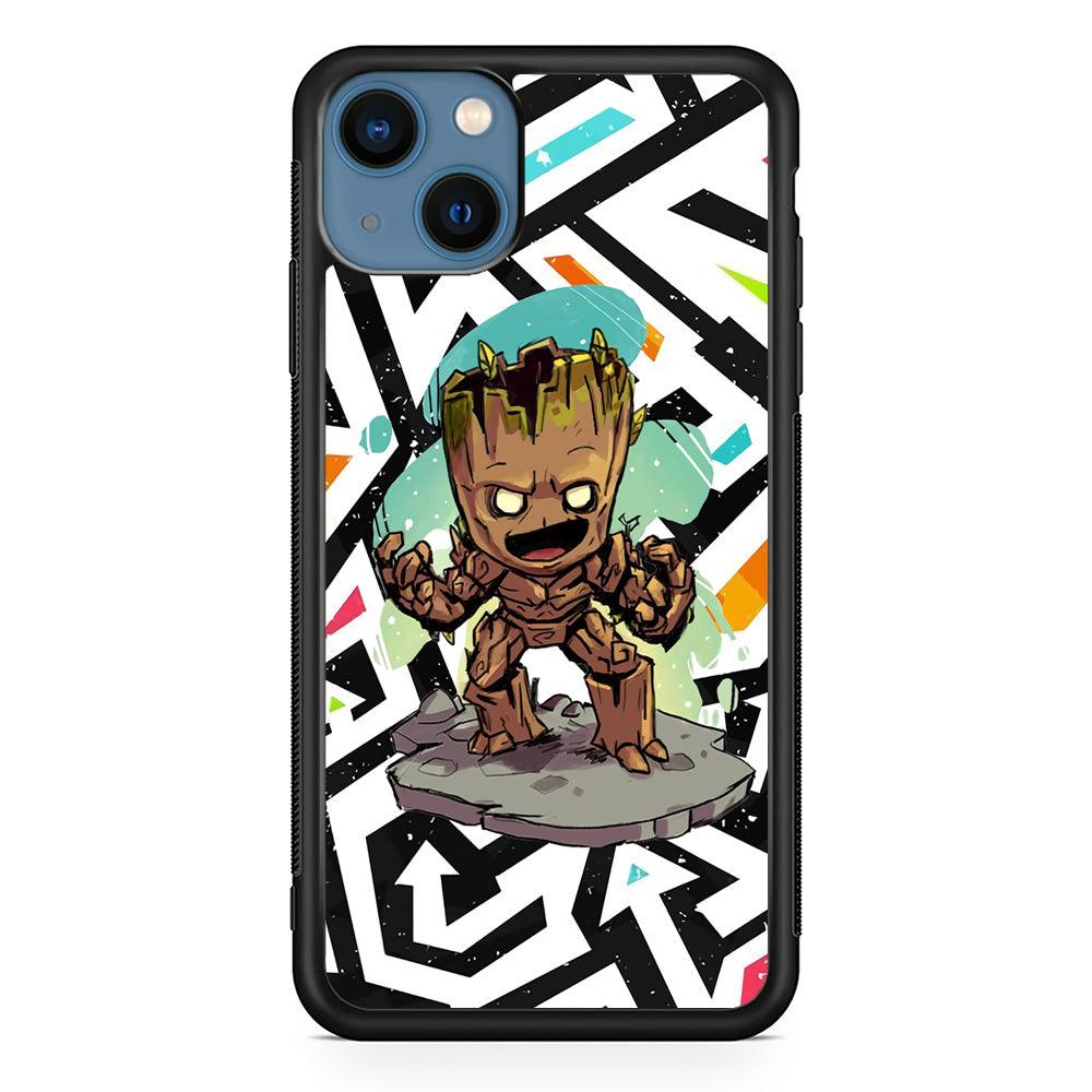 Groot Scream Power iPhone 13 Case-Rubber White (2D Case)-Oxvistore