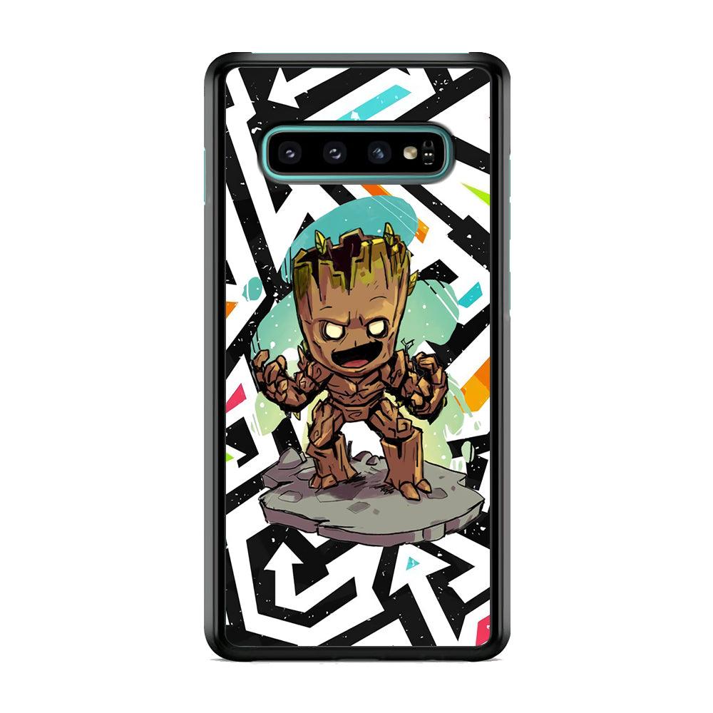 Groot Scream Power Samsung Galaxy S10 Plus Case-Rubber White (2D Case)-Oxvistore