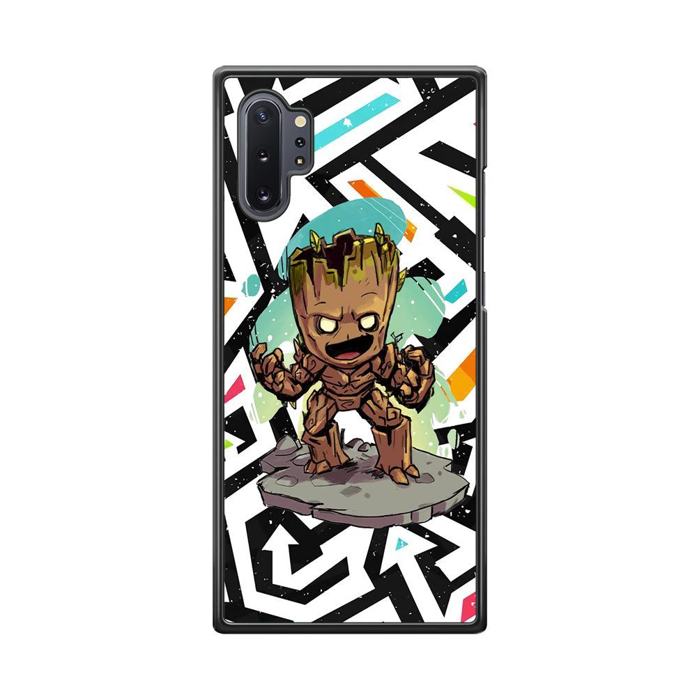 Groot Scream Power Samsung Galaxy Note 10 Plus Case-Rubber Black (2D Case)-Oxvistore