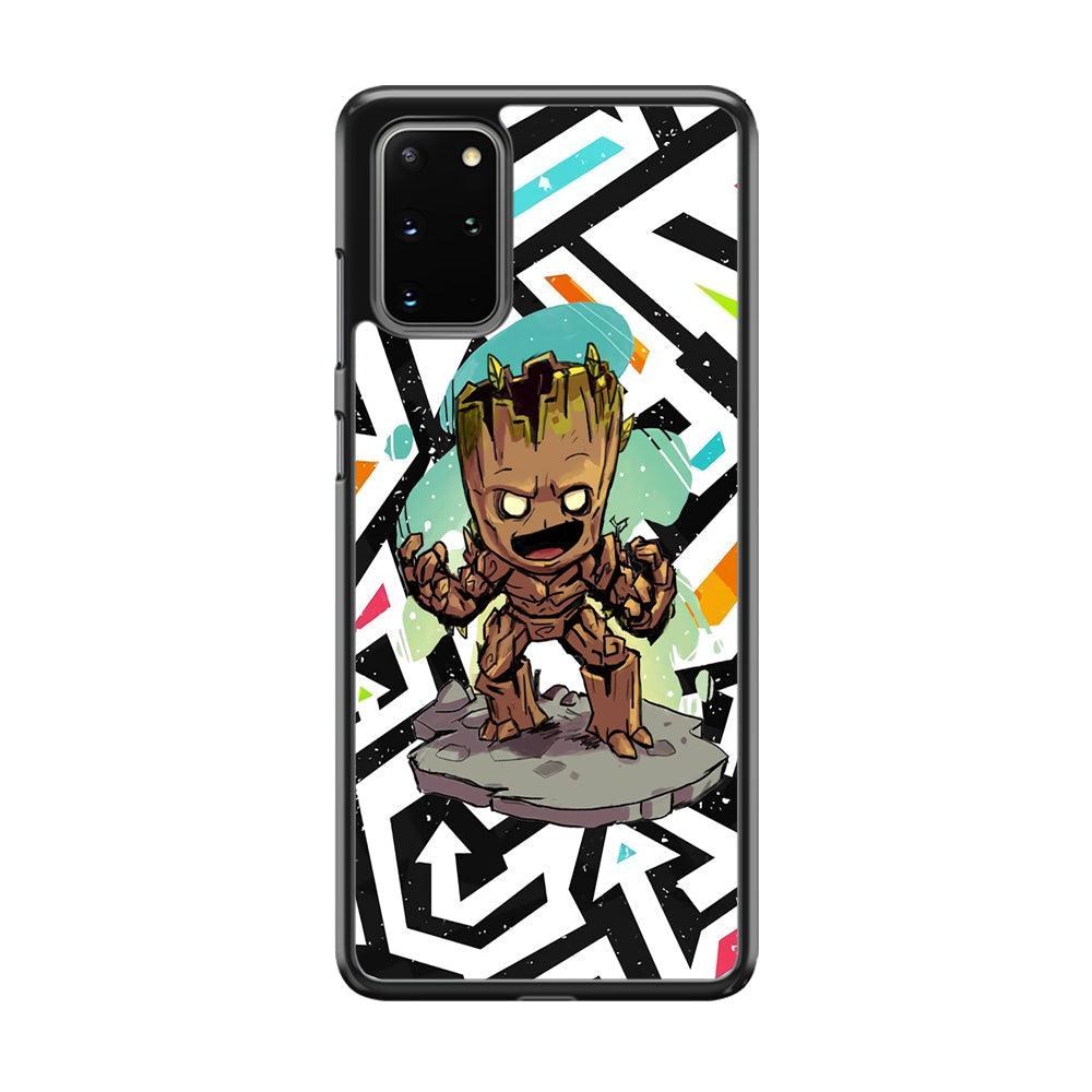 Groot Scream Power Samsung Galaxy S20 Plus Case-Rubber Black (2D Case)-Oxvistore