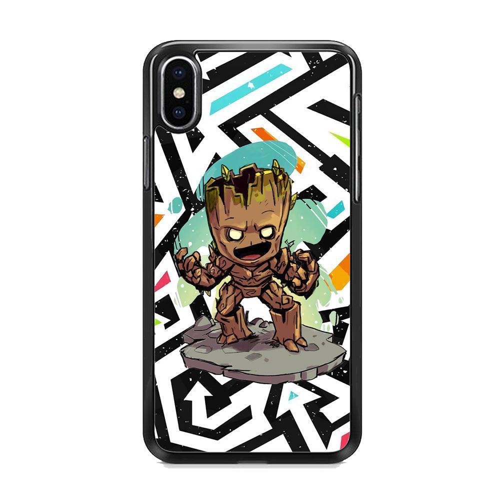 Groot Scream Power iPhone X Case-Rubber Black (2D Case)-Oxvistore