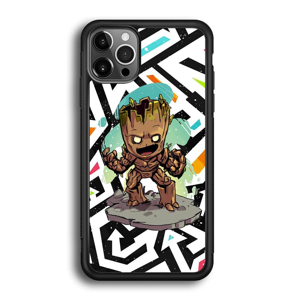 Groot Scream Power iPhone 12 Pro Case-Rubber Black (2D Case)-Oxvistore