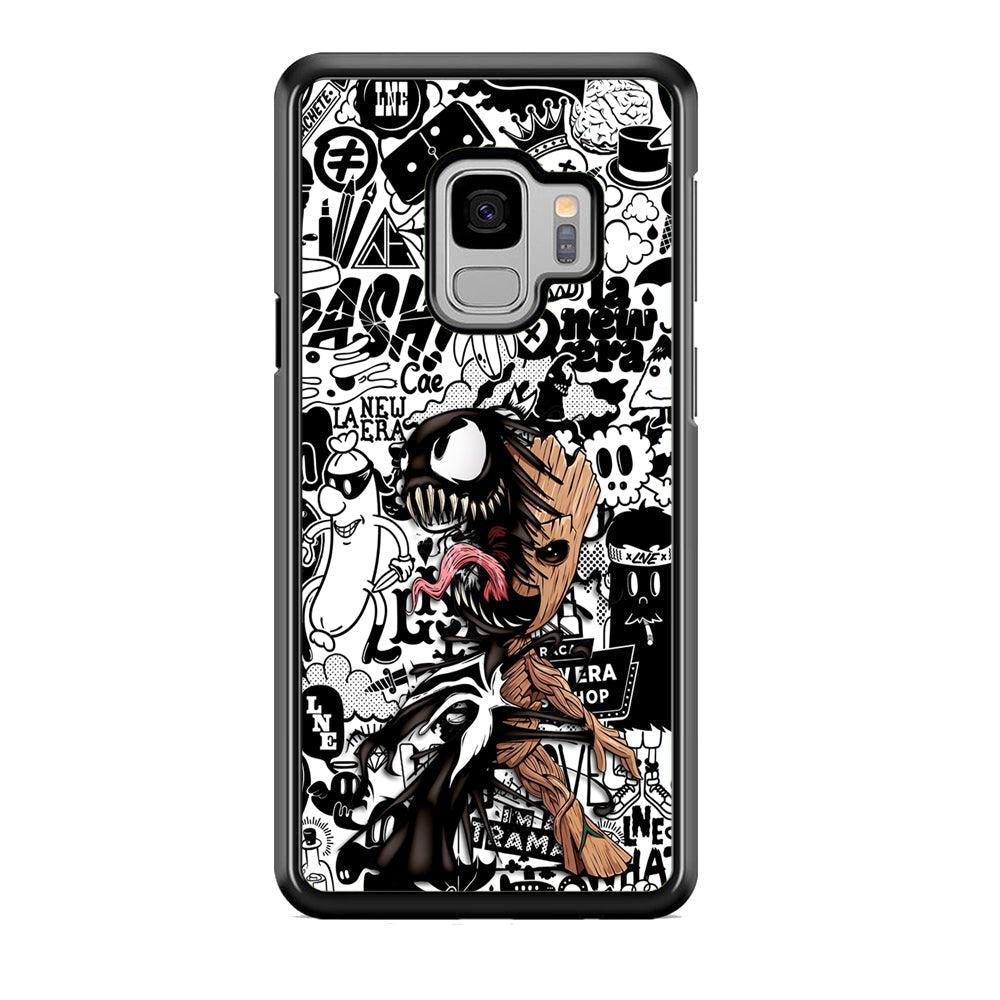 Groot x Venom Fusion Mode Samsung Galaxy S9 Case-Rubber Black (2D Case)-Oxvistore