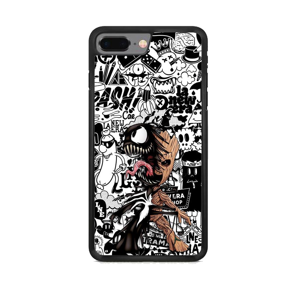 Groot x Venom Fusion Mode iPhone 8 Plus Case-Rubber White (2D Case)-Oxvistore