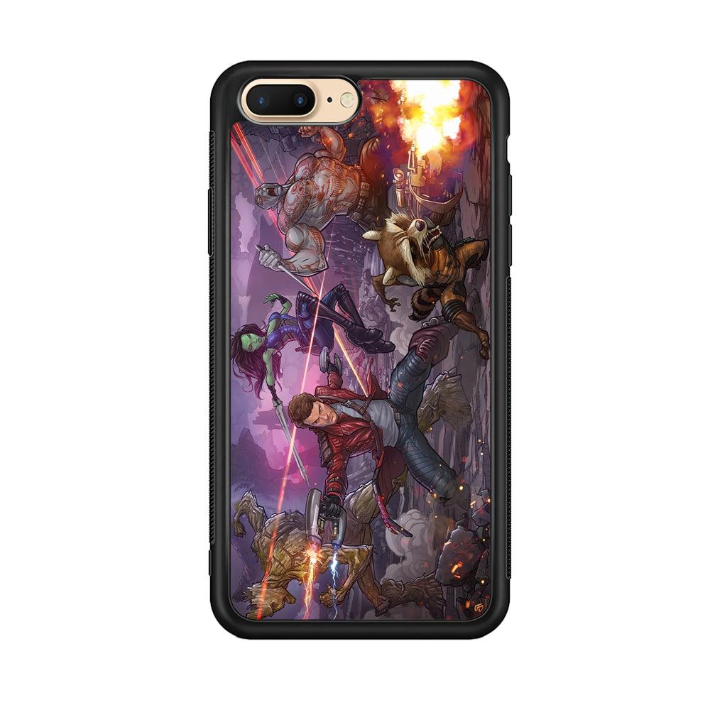 Guardians of The Galaxy Power of Squad iPhone 7 Plus Case-Rubber Black (2D Case)-Oxvistore