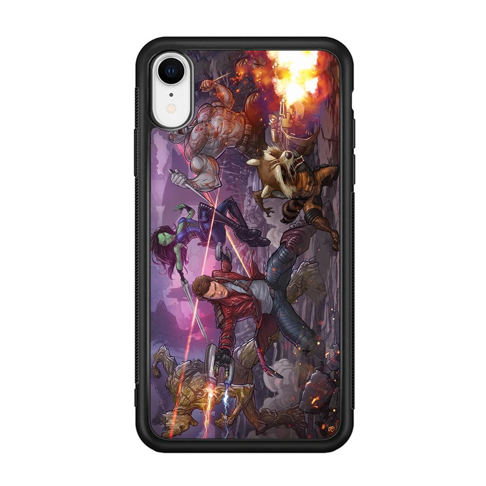 Guardians of The Galaxy Power of Squad iPhone XR Case-Rubber Black (2D Case)-Oxvistore